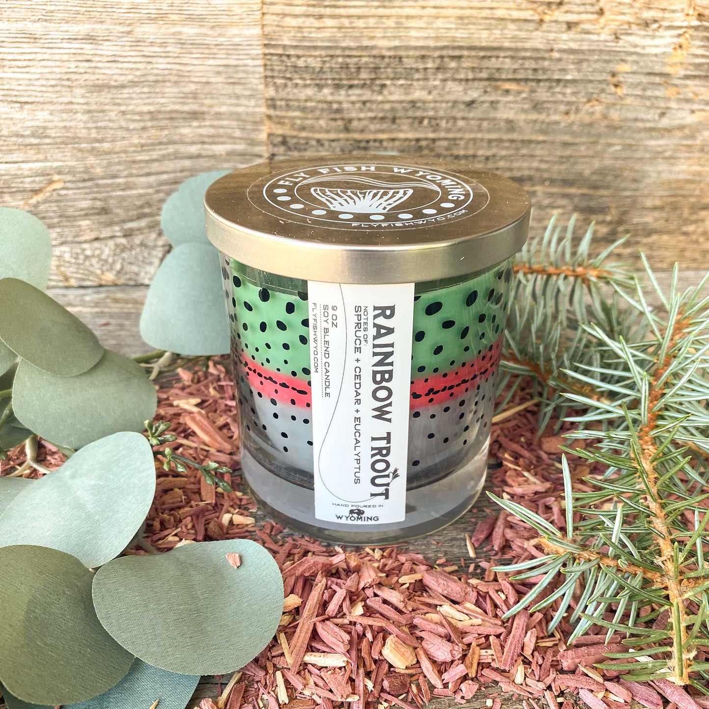 Rainbow Trout Pattern Candle