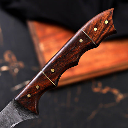 Custom Damascus Steel Fishing Fillet Knife - Rosewood
