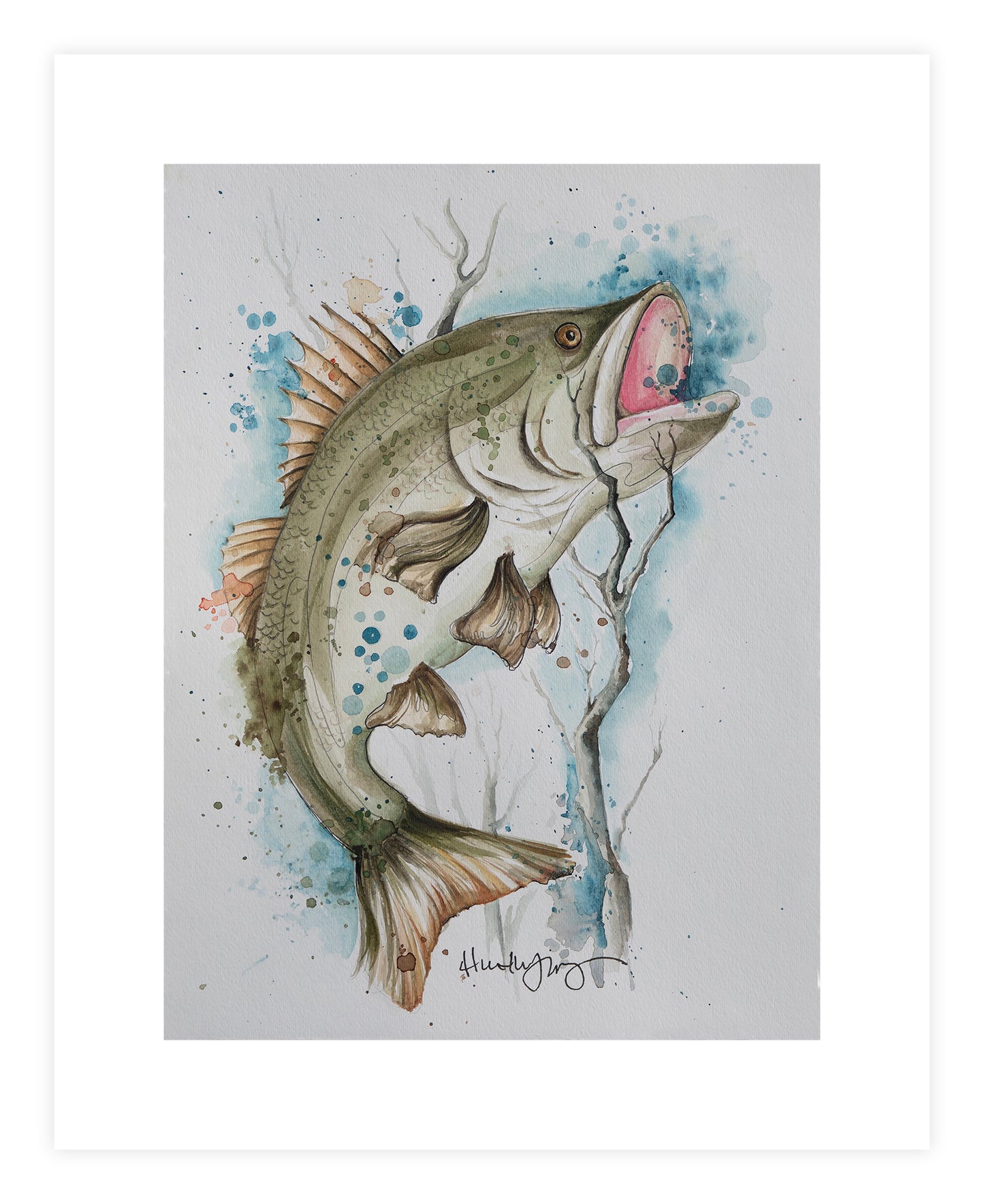 Largemouth Bass Watercolor Painting by Heather Jimenez