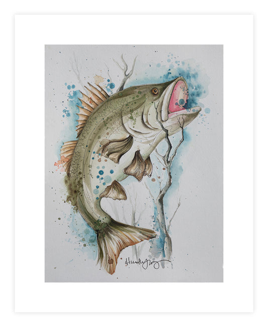 Largemouth Bass Watercolor Painting by Heather Jimenez